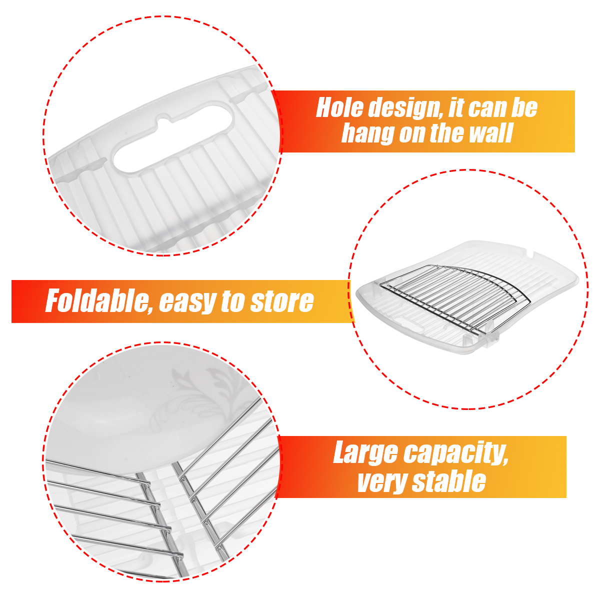 Dish-Drain-Rack-Kitchen-Bowls-Cups-Storage-Shelves-Foldable-Tray-Dish-Organizer-Kitchenware-Holder-1787691-2