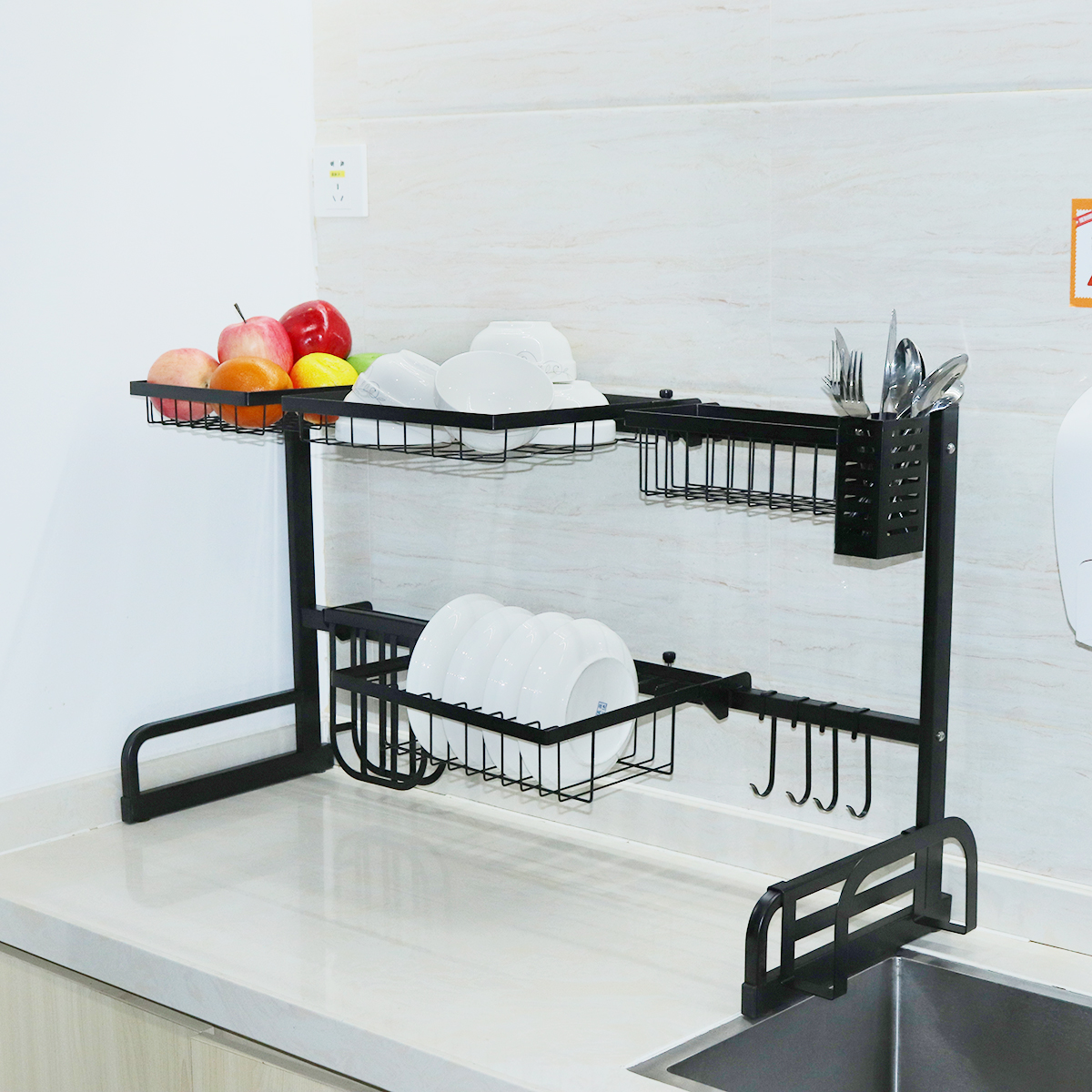 Iron-Art-Retractable-Storage-Rack-63-93cm-Carbon-Steel-Multifunctional-Dish-Rack-Kitchen-Accessories-1767743-27