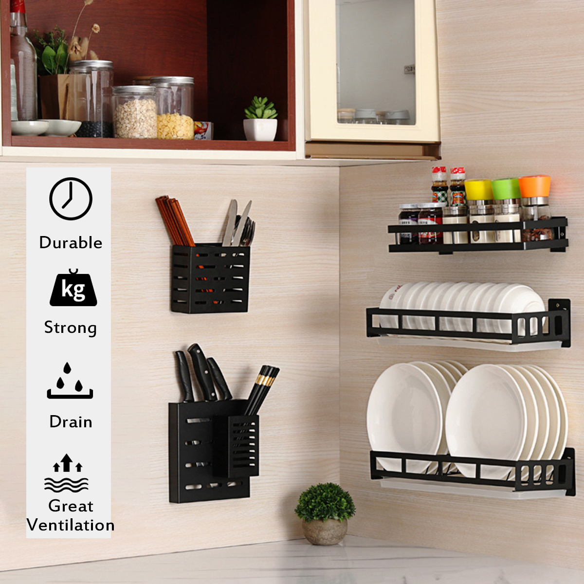Kitchen-Plate-Racks-Stainless-Steel-Shelf-Dishes-Bowl-Spice-Storage-Wall-Mounted-Storage-Shelves-1661426-1