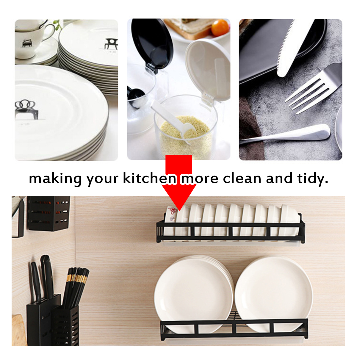 Kitchen-Plate-Racks-Stainless-Steel-Shelf-Dishes-Bowl-Spice-Storage-Wall-Mounted-Storage-Shelves-1661426-3