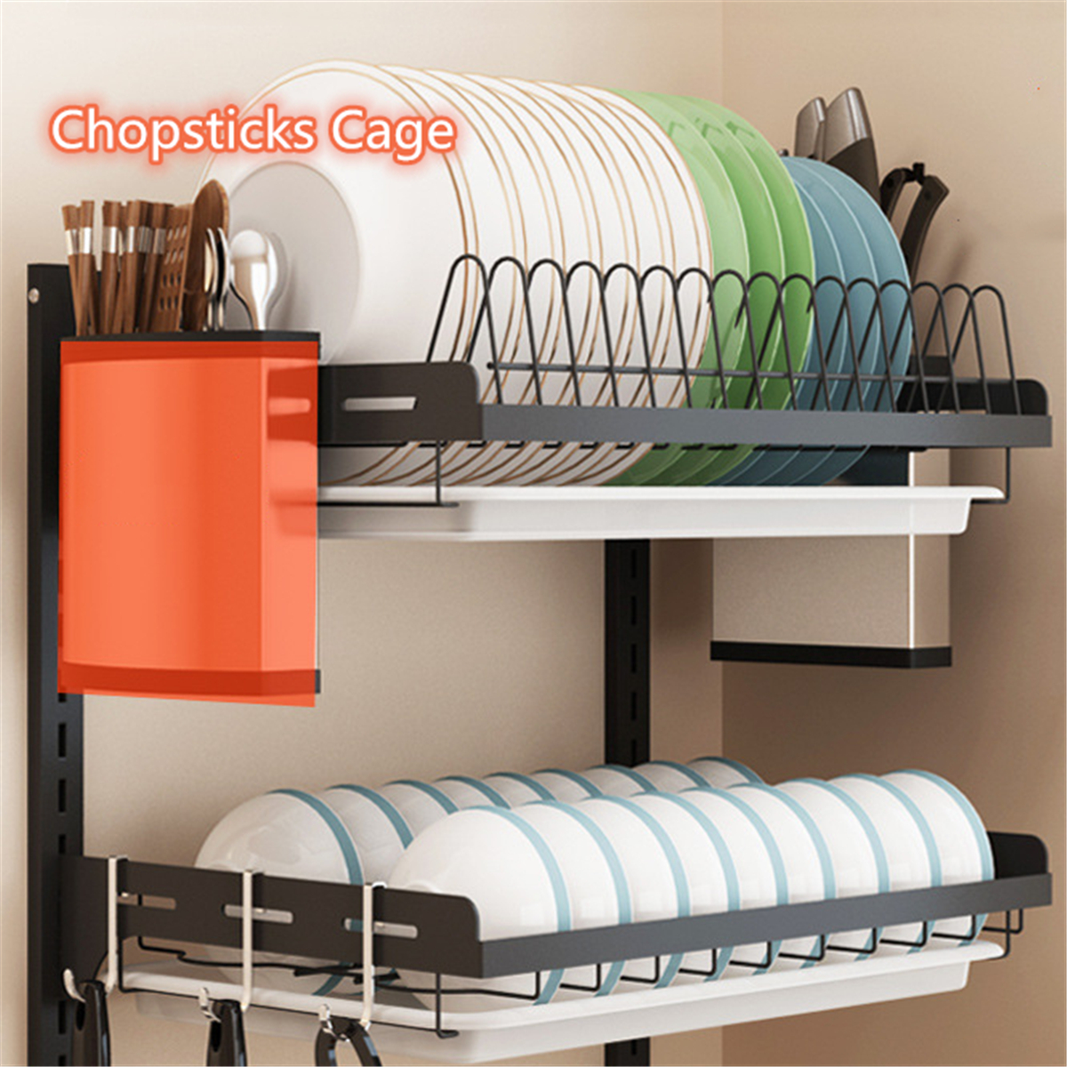 Kitchen-Wall-Mounted-304-Stainless-Steel-Free-Punch-chopsticks-Cutter-Storage-Shelf-Rack-1640090-2