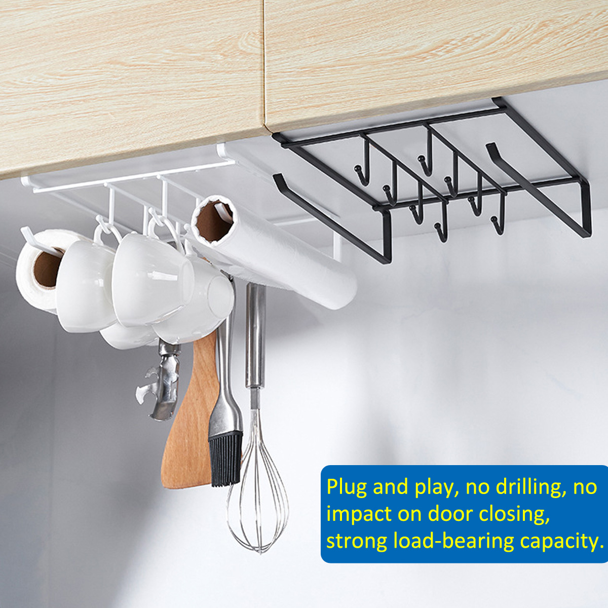 Metal-Hanging-Basket-Iron-BlackWhite-Hook-Design-Wall-Hanging-Rack-Kitchen-Bathroom-Towel-Knife-Stor-1776553-5