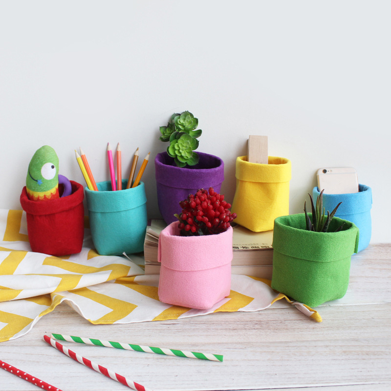 Multi-function-Home-Decorative-Felt-Desk-Stationery-Storage-Box-Kids-Toys-Storage-Bag-Office-1210596-3