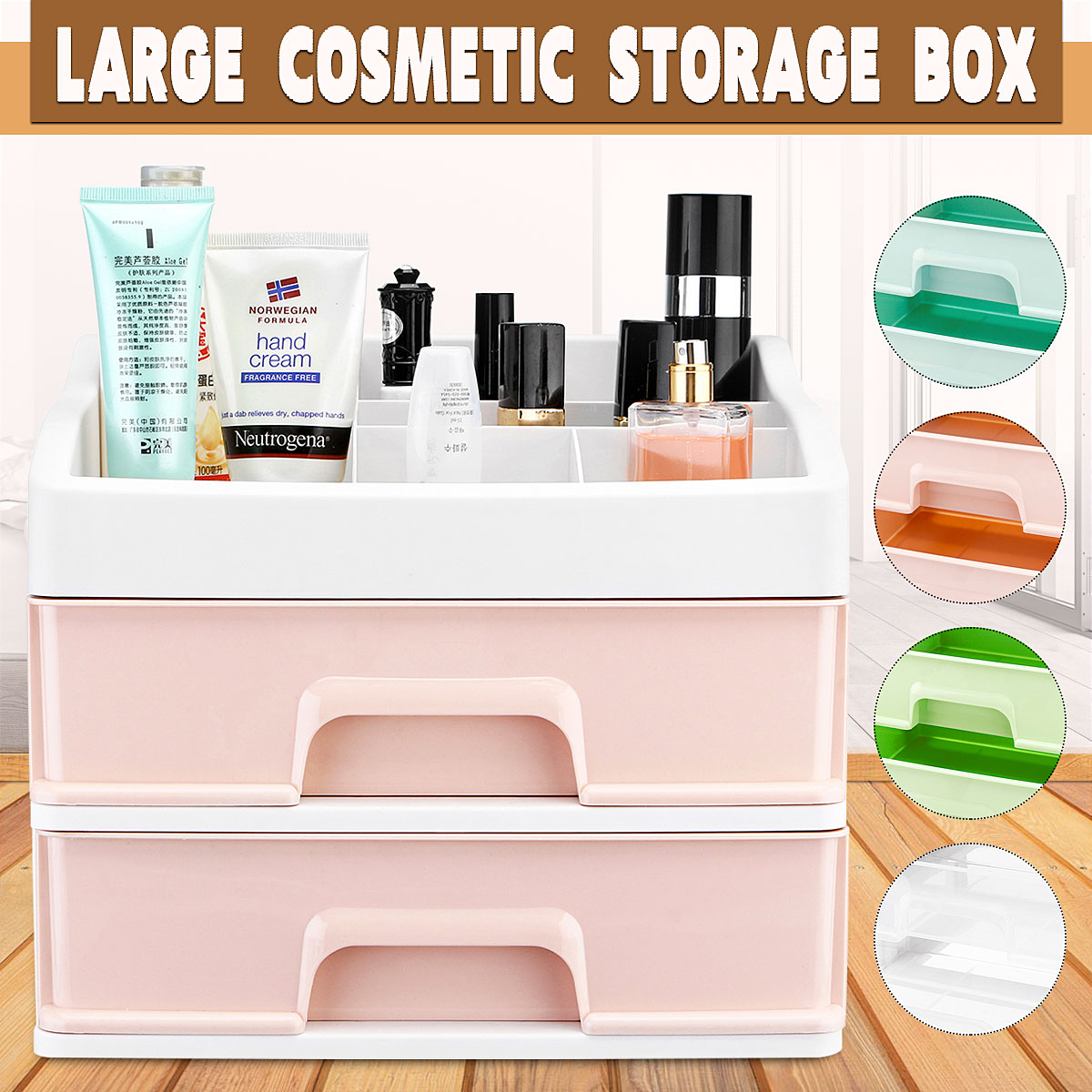 Plastic-2-Layers-Cosmetic-Storage-Box-Multifunction-Desktop-Storage-Boxes-Drawer-Makeup-Organiser-St-1745170-1