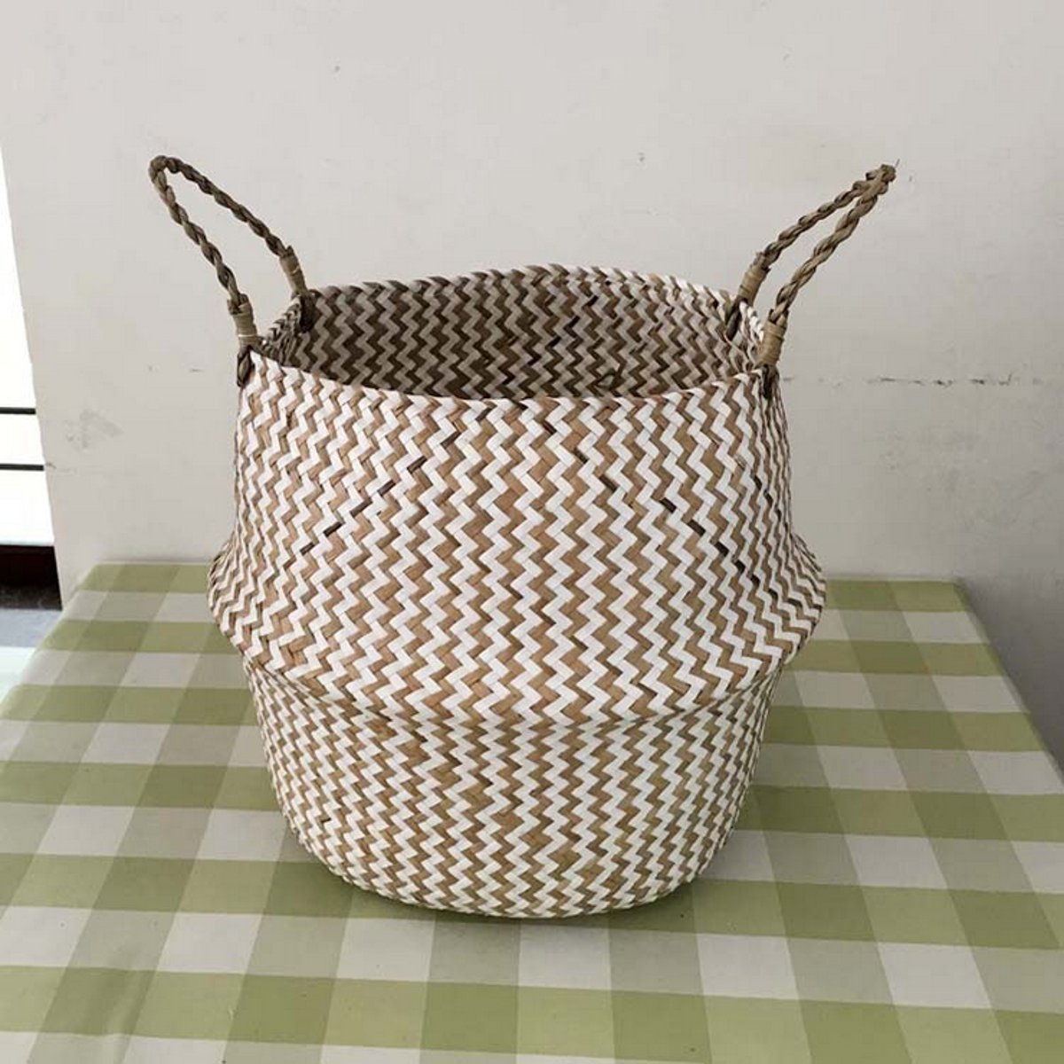 Sea-grass-Belly-Basket-Storage-Plant-Pot-Foldable-Laundry-Nursery-Room-Decor-1900427-3