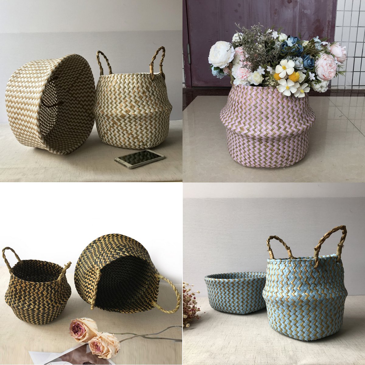 Sea-grass-Belly-Basket-Storage-Plant-Pot-Foldable-Laundry-Nursery-Room-Decor-1900427-4