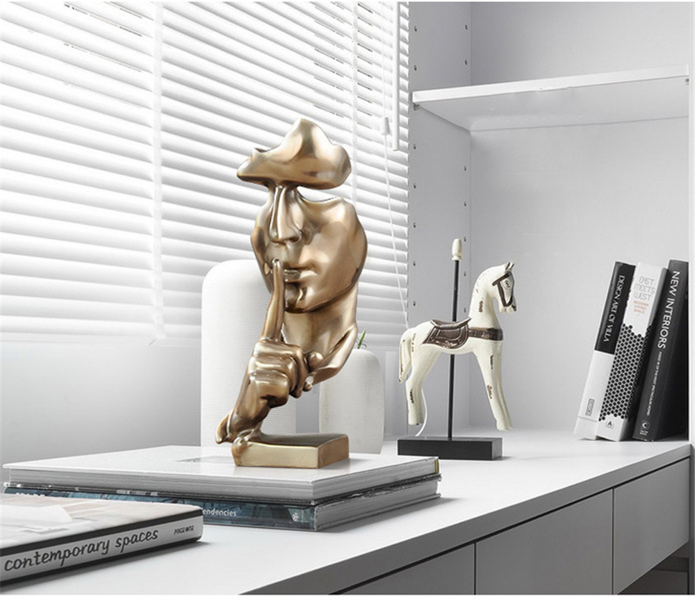 Silence-Is-Gold-Statue-Resin-Abstract-Sculpture-Ornament-Home-Decoration-Modern-Art-Office-Desk-Deco-1782702-1