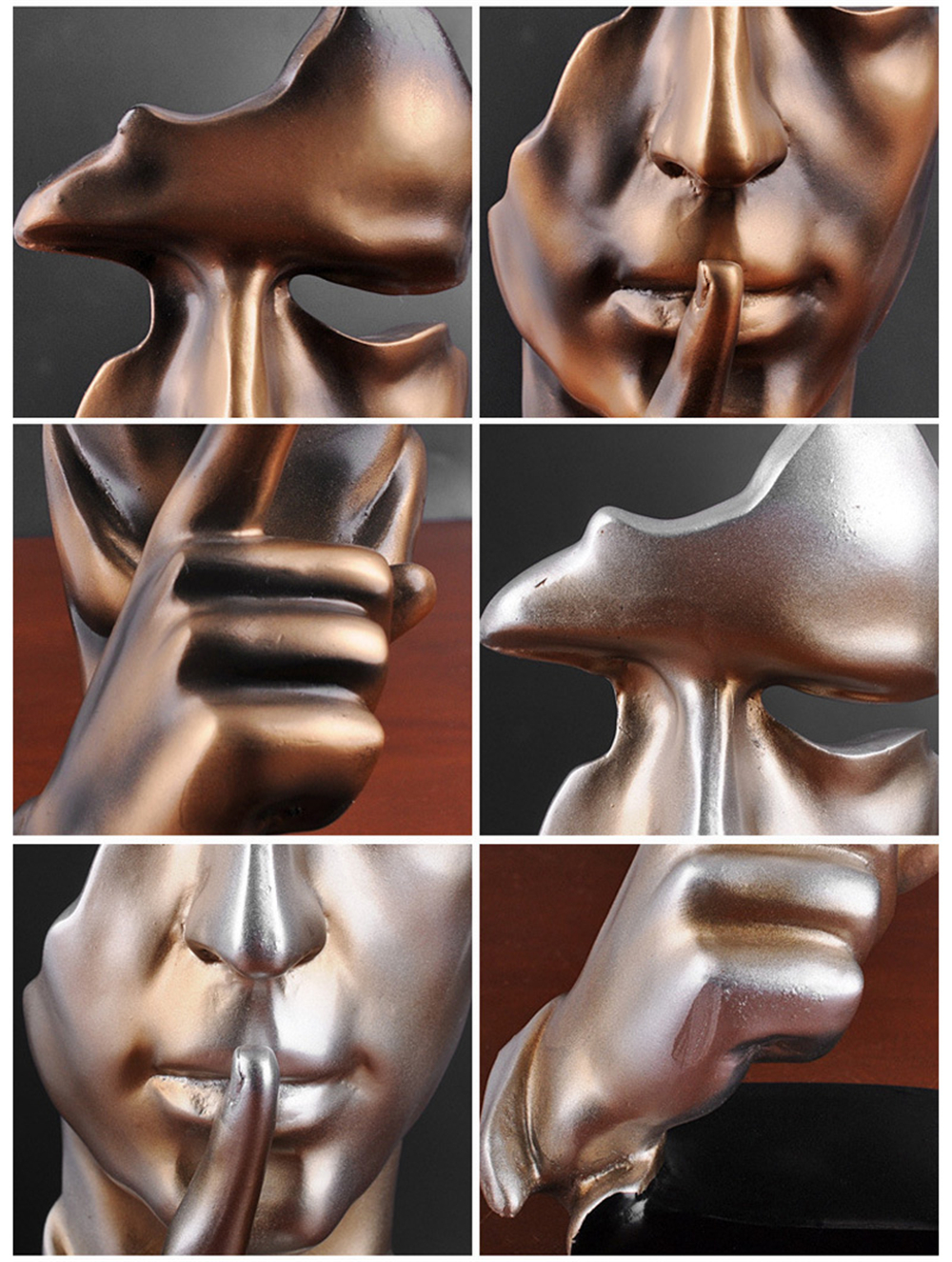 Silence-Is-Gold-Statue-Resin-Abstract-Sculpture-Ornament-Home-Decoration-Modern-Art-Office-Desk-Deco-1782702-9