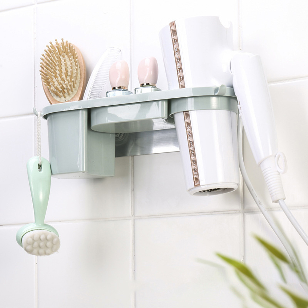 Wall-Mounted-Hair-Dryer-Rack-Holder-Bathroom-Multi-function-Storage-Rack-No-Drilling-Plastic-Bracket-1797849-2