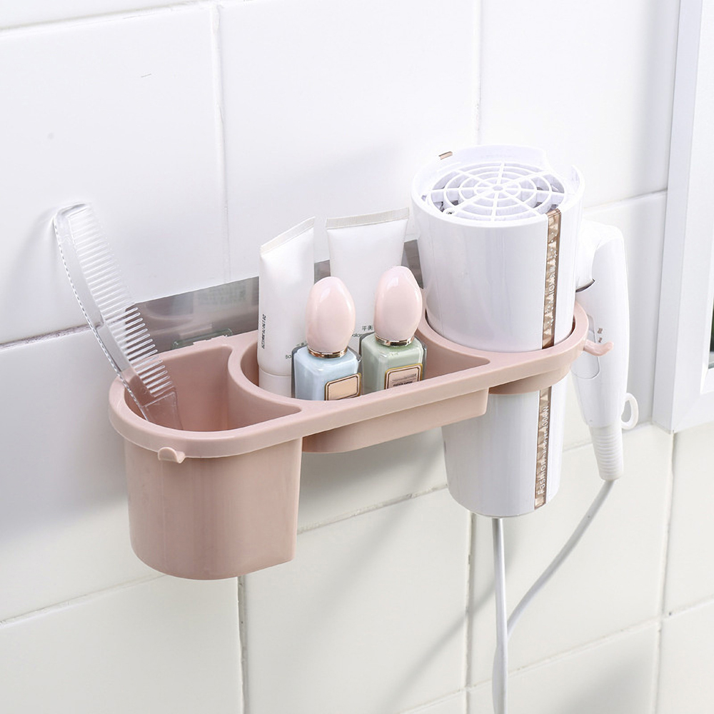 Wall-Mounted-Hair-Dryer-Rack-Holder-Bathroom-Multi-function-Storage-Rack-No-Drilling-Plastic-Bracket-1797849-3