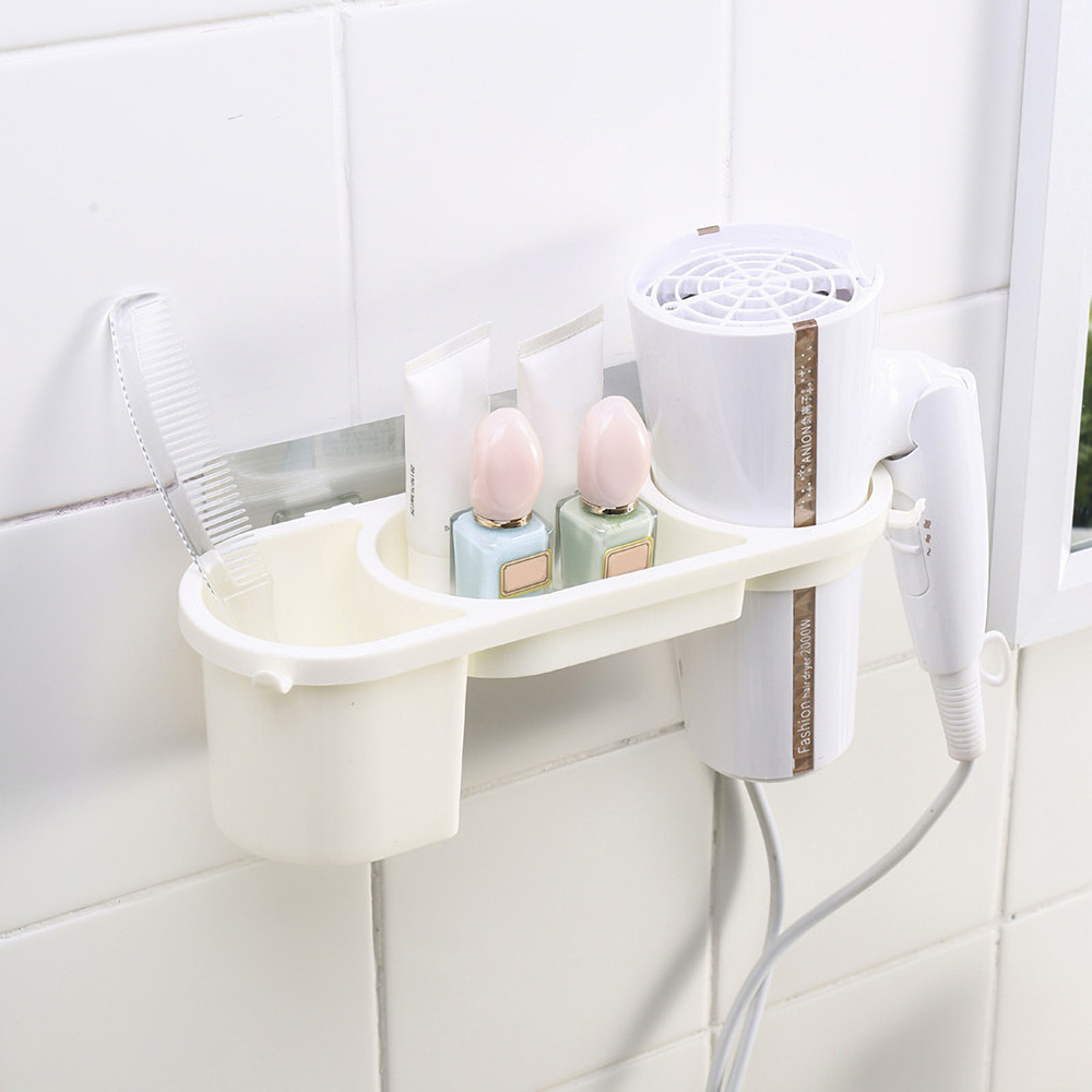 Wall-Mounted-Hair-Dryer-Rack-Holder-Bathroom-Multi-function-Storage-Rack-No-Drilling-Plastic-Bracket-1797849-4