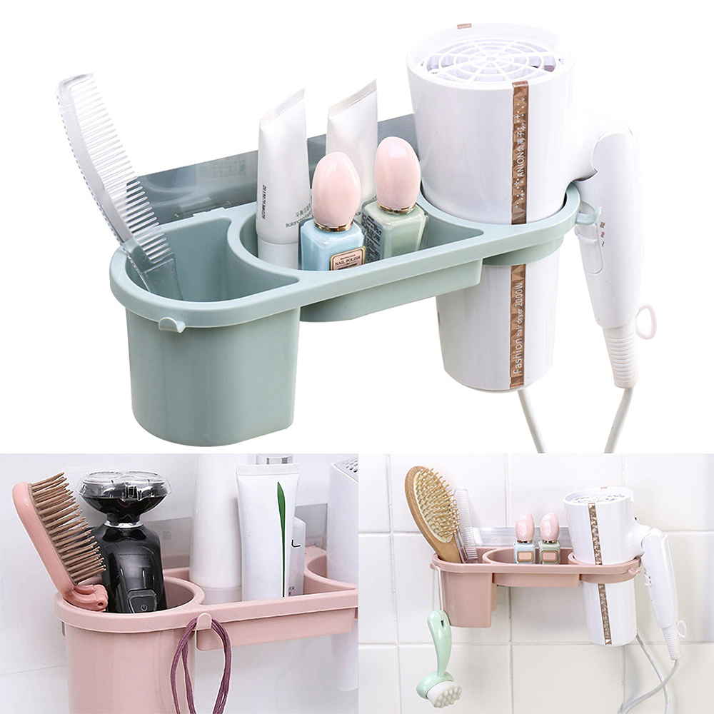 Wall-Mounted-Hair-Dryer-Rack-Holder-Bathroom-Multi-function-Storage-Rack-No-Drilling-Plastic-Bracket-1797849-5