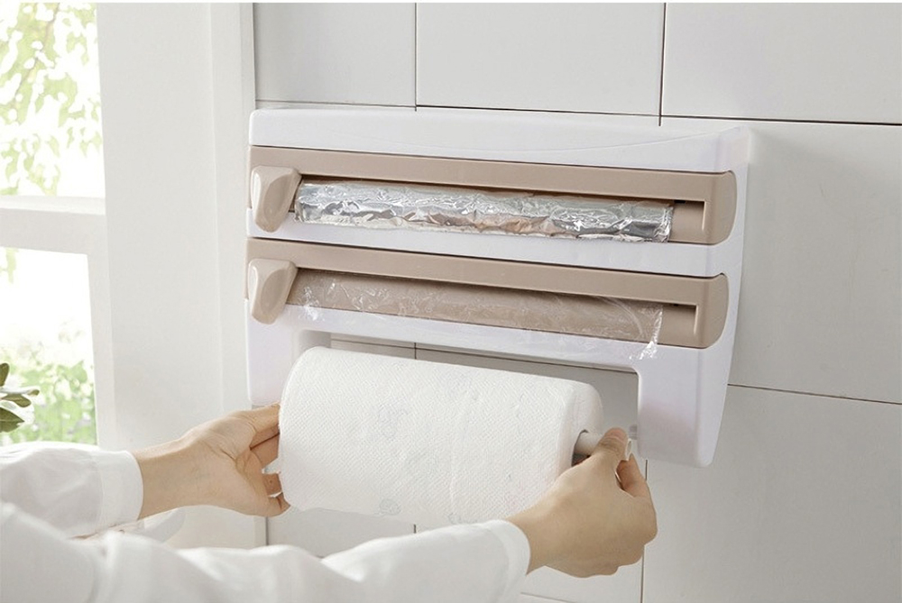 Wall-Mounted-Refrigerator-Cling-Film-Storage-Rack-Wrap-Cutter-Wall-Hanging-Towel-Paper-Holder-Home-K-1785363-4