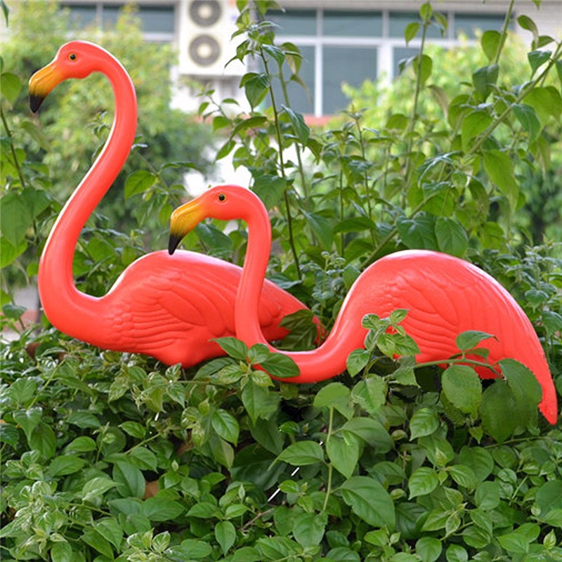 1-Pair-Red-Lawn-Flamingo-Figurine-Plastic-Party-Grassland-Garden-Ornaments-Decor-1041701-2