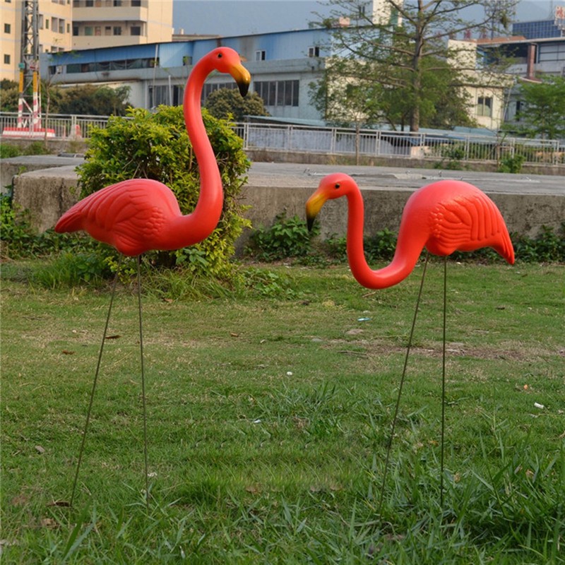 1-Pair-Red-Lawn-Flamingo-Figurine-Plastic-Party-Grassland-Garden-Ornaments-Decor-1041701-3
