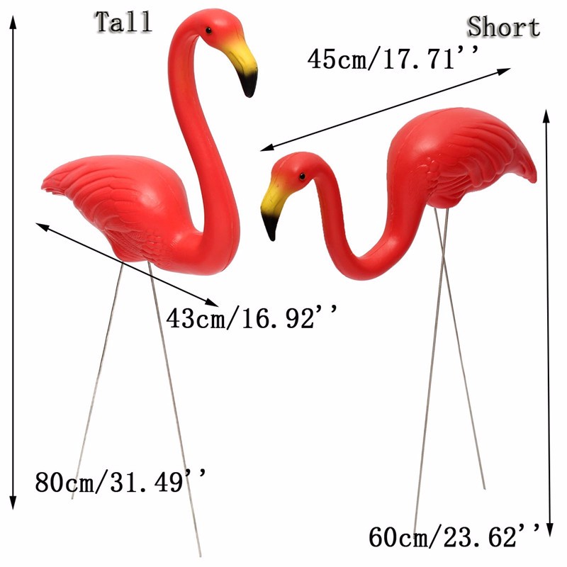 1-Pair-Red-Lawn-Flamingo-Figurine-Plastic-Party-Grassland-Garden-Ornaments-Decor-1041701-9