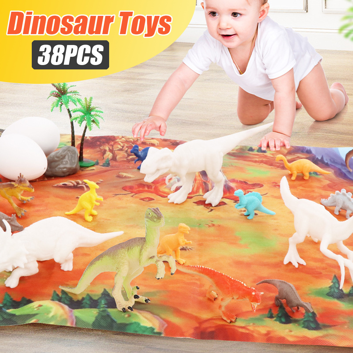 38Pcs-Jungle-Wildlife-Animal-Diecast-Dinosaur-Model-Puzzle-Drawing-Early-Education-Set-Toy-for-Kids--1737864-2