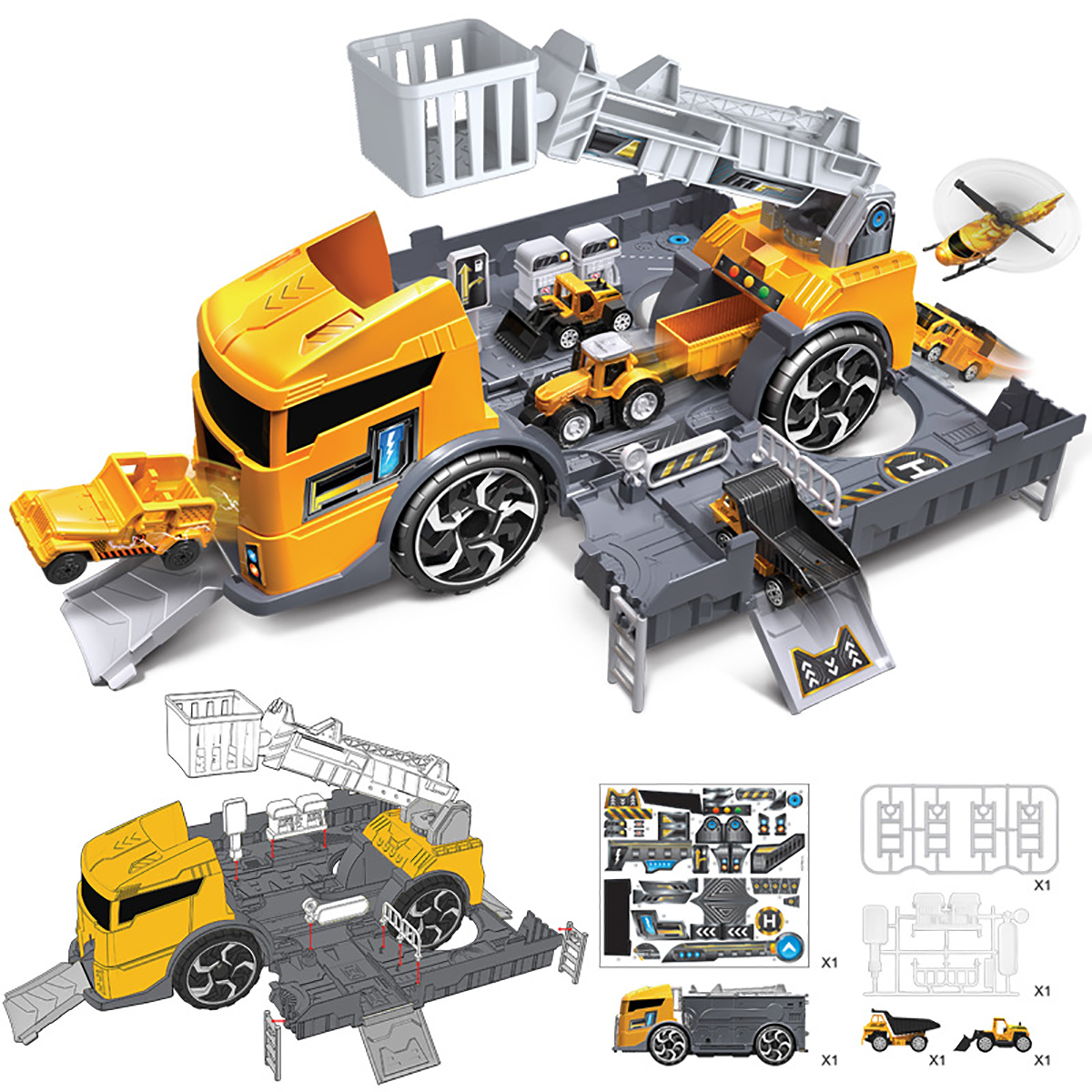 Childrens-Simulation-Diecast-Engineering-Vehicle-Model-Set-Deformation-Storage-Parking-Lot-Education-1555038-3