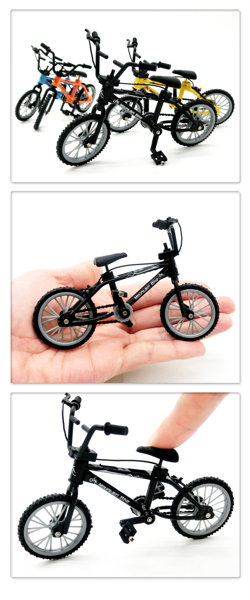 Mini-Simulation-Alloy-Finger-Bicycle-Retro-Double-Pole-Bicycle-Model-w-Spare-Tire-Diecast-Toys-With--1534698-5