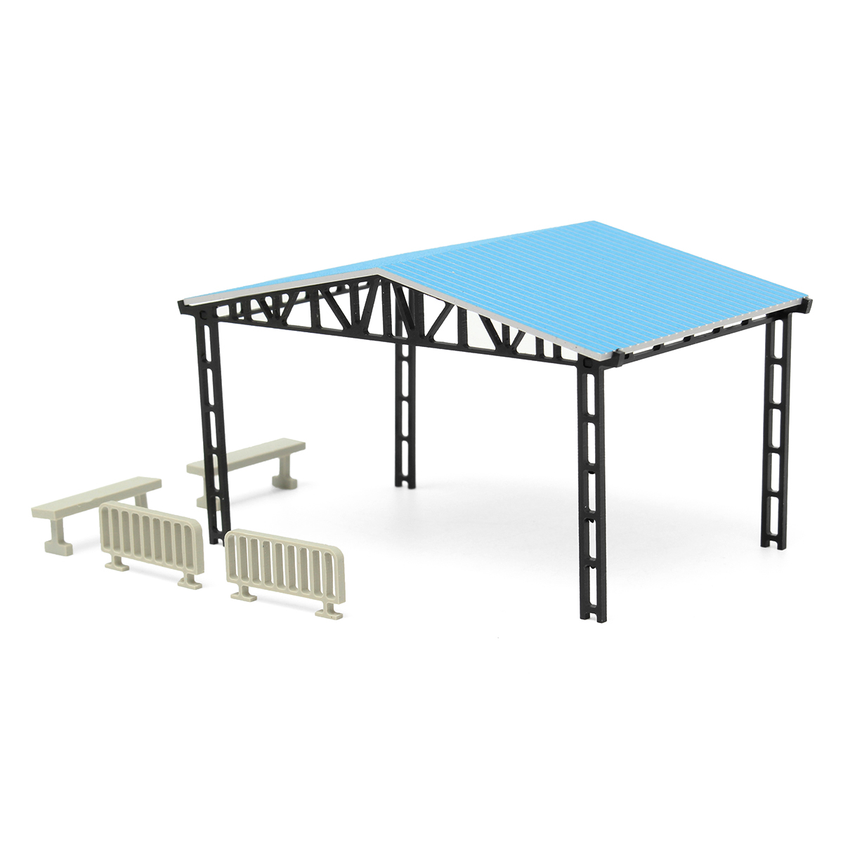 Model-Layout-Building-Parking-Shed-With-2-Fences-2-Benches-HO-Scale-187-Kit-1093333-3