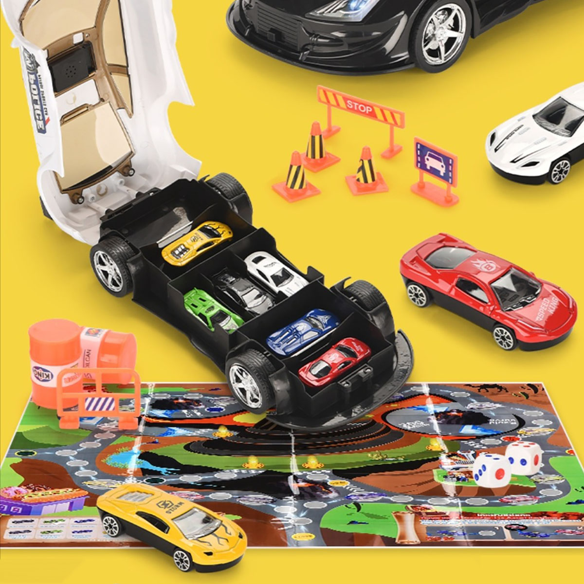 Simulation-Police-Car-Diecast-Vehicle-Model-Toy-with-Sirnes-Sound-and-Light-with-6-Cars-and-Game-Map-1805965-2