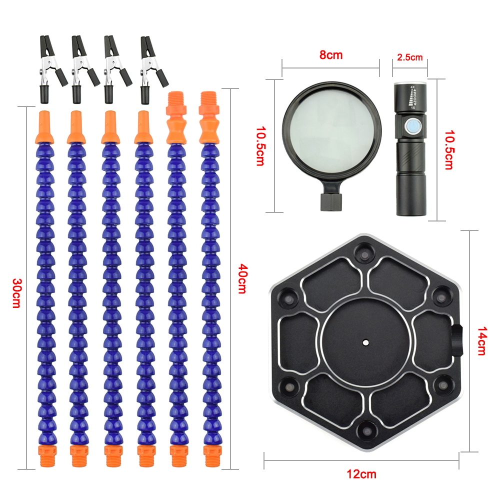 NEWACALOX-6-Flexible-Arms-Soldering-Vise-Helping-Hands-Third-Hand-PCB-Repair-Fixture-with-Magnifying-1315073-10