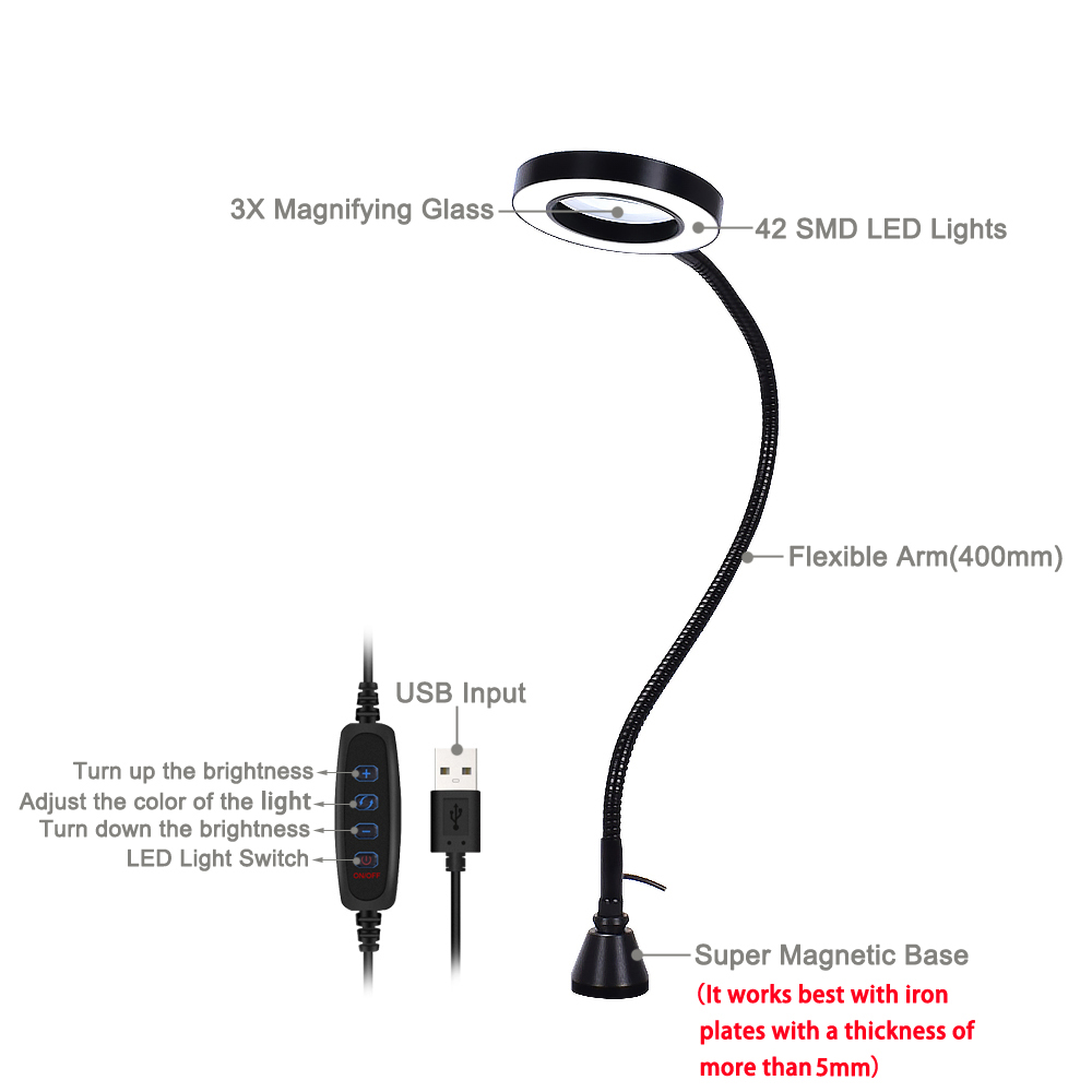 NEWACALOX-Magnetic-Flexible-Desk-Magnifier-3X-USB-LED-Magnifying-Glass-3-Colors-Illuminated-Magnifie-1612262-5