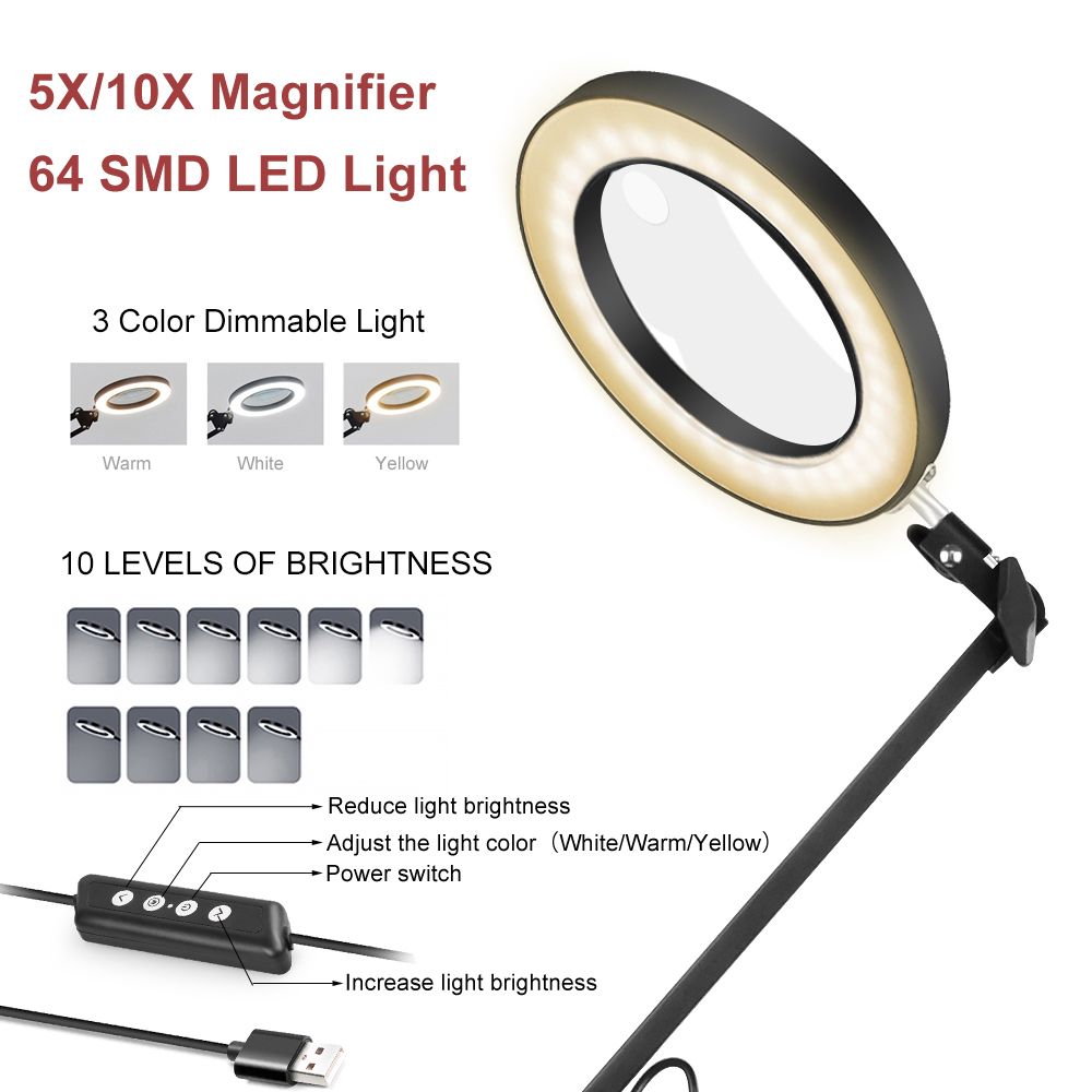 NEWACALOX-Remote-Flexible-Desk-Magnifier-5X-USB-LED-Magnifying-Glass-3-Colors-Illuminated-Magnifier--1791616-2