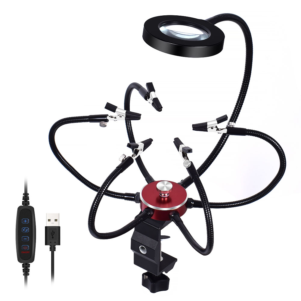 NEWACALOX-Soldering-Helping-Hands-3X-USB-Glasses-Magnifier-Soldering-Station-Third-Hand-Tool-Rotary--1613854-1