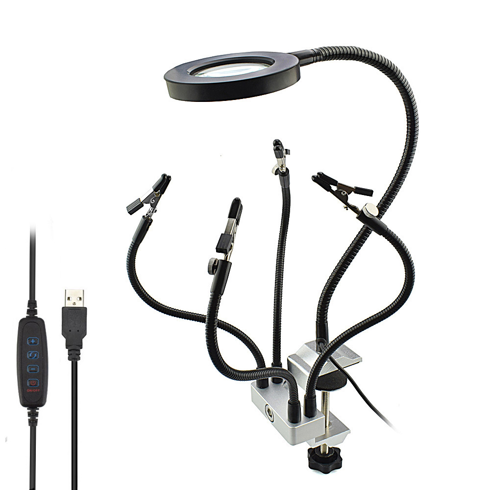 NEWACALOX-USB-LED-3X-Magnifier-PCB-Fixture-Bench-Vise-Table-Clamp-Soldering-Helping-Hand-Soldering-S-1416688-4