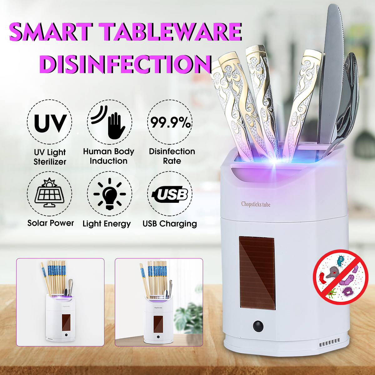 USB-UV-Smart-Disinfection-Steriliser-Fork-Spoon-Tableware-Holder-Kitchen-Tool-1702912-2