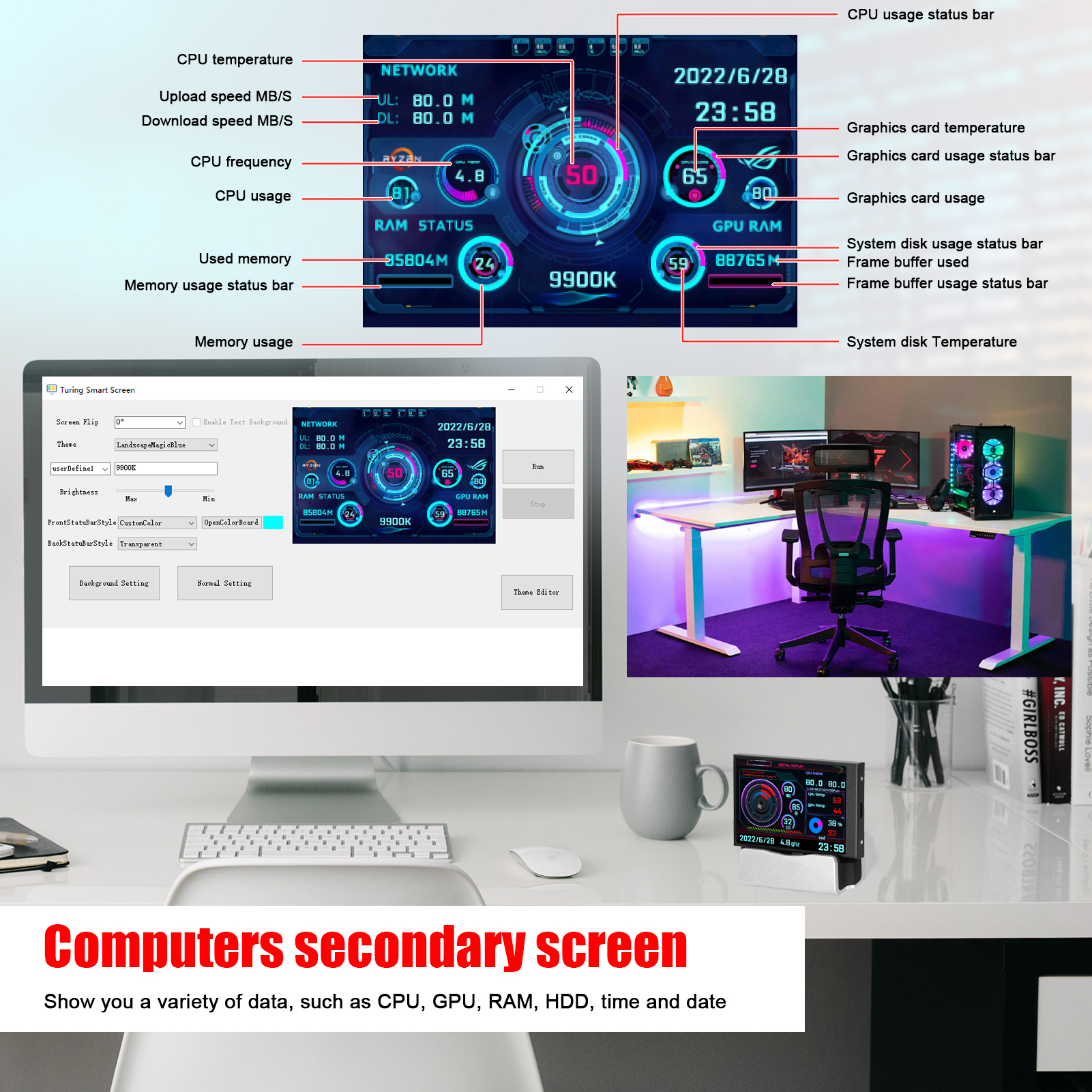 35-Inch-Black-IPS-Type-C-Secondary-Screen-CPU-GPU-RAM-HDD-Computer-Monitoring-USB-Connection-with-Fr-1973503-3