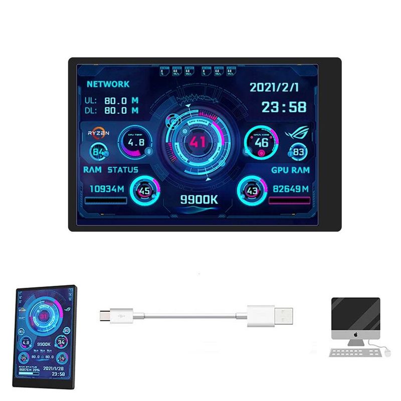 Computer-Monitor-for-Mini-ITX-Case-35quot-IPS-TYPE-C-Secondary-Screen-CPU-GPU-RAM-HDD-USB-Display-AI-1952940-10