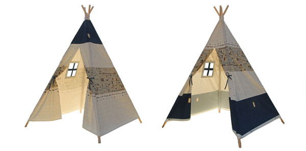 120-x-120-x-160cm-Children-Game-Tent-Foldable-White-and-Blue-Ribbon-Pattern-Teepee-1196948-2