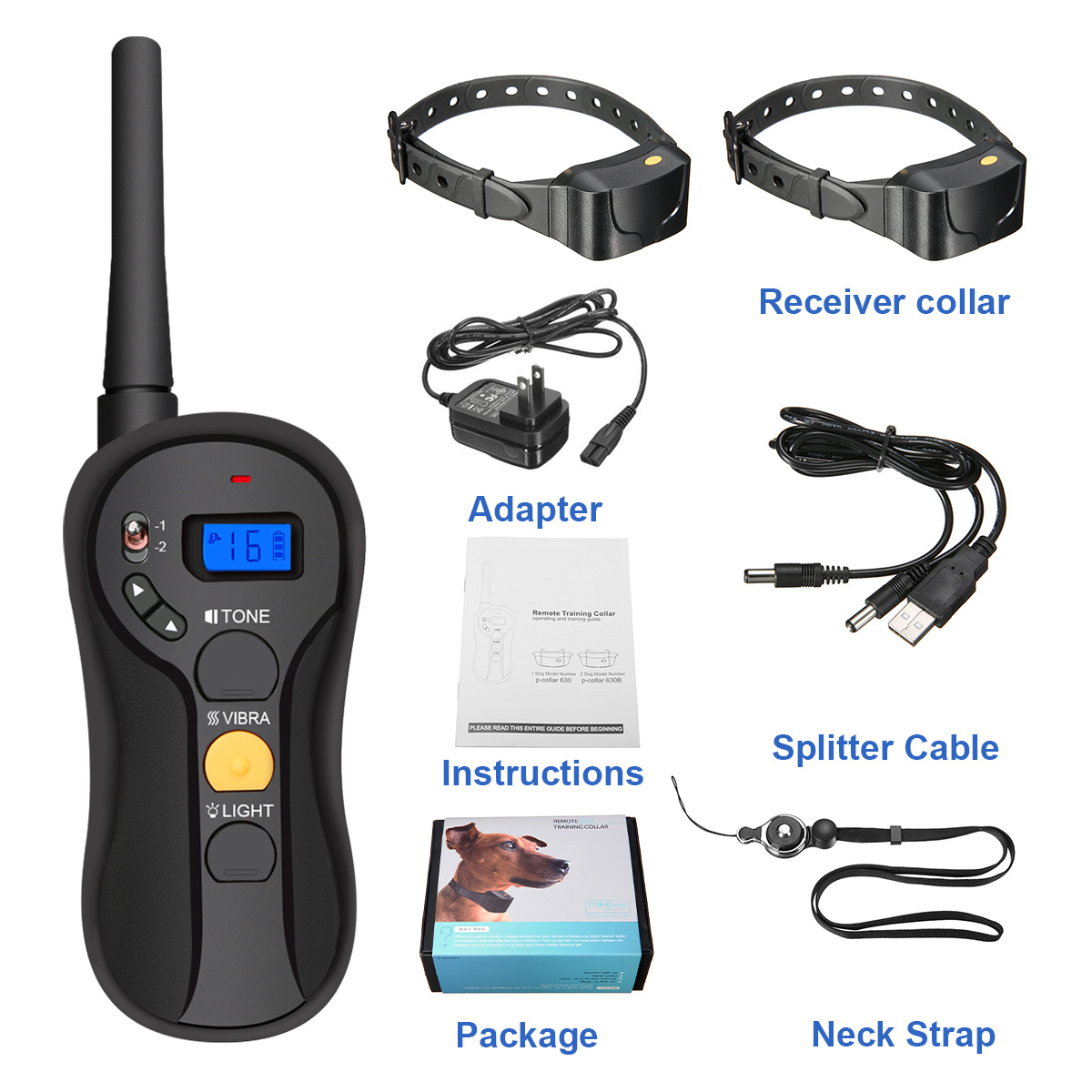 2x-Focuspet-LCD-Electric-Remote-Dog-Shock-Bark-Collar-Trainer-Training-IPX7-1305108-2