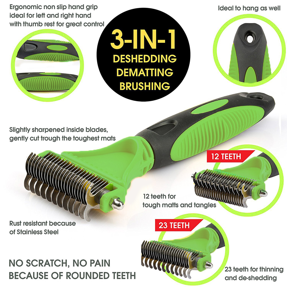 3-in-1-Dual-Sided-Dog-Cat-Hair-Fur-Shedding-Trimmer-Stainless-Steel-Grooming-Dematting-Rake-Comb-Bru-1904467-2