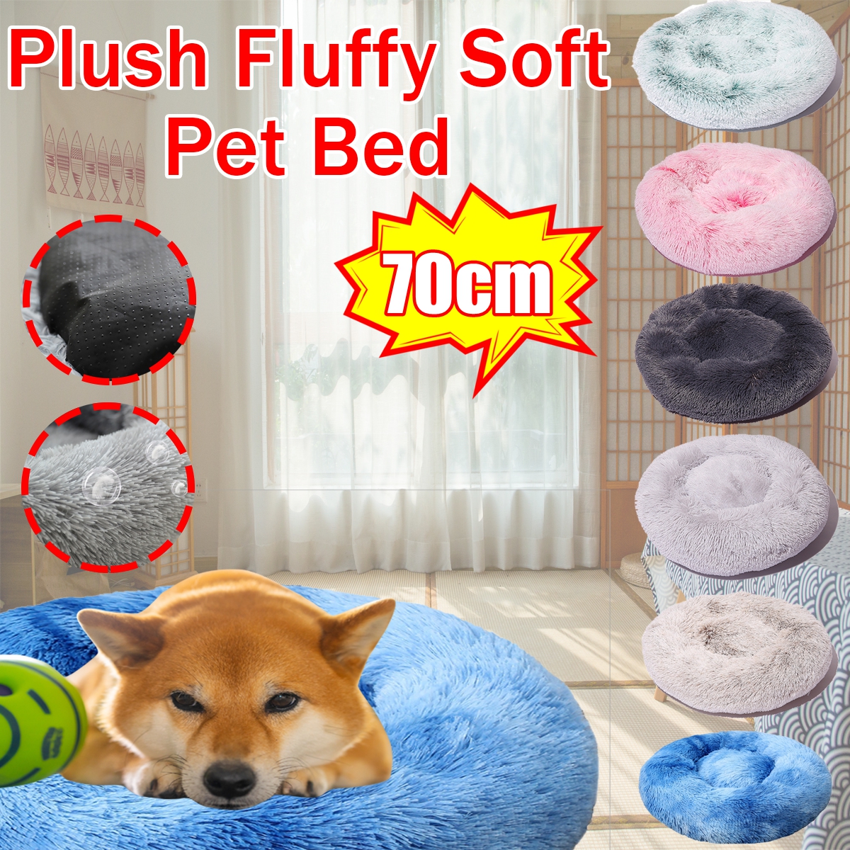70cm-Plush-Fluffy-Soft-Pet-Bed-for-Cats--Dogs-Calming-Bed-Pad-Soft-Mat-Home-1808936-1