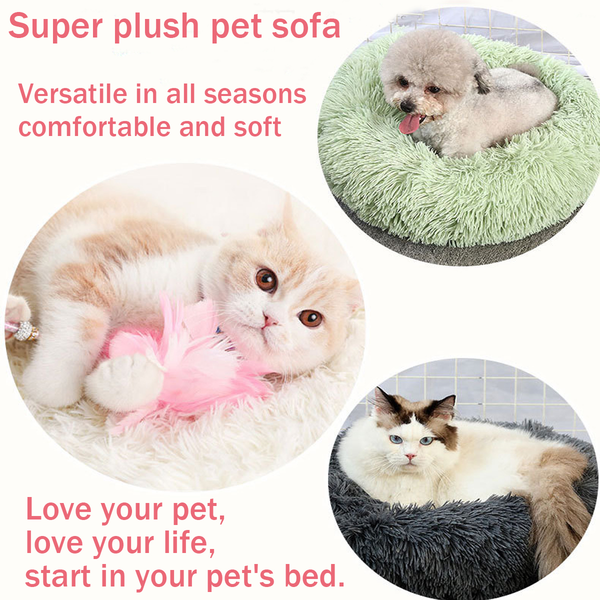 70cm-Plush-Fluffy-Soft-Pet-Bed-for-Cats--Dogs-Calming-Bed-Pad-Soft-Mat-Home-1808936-4