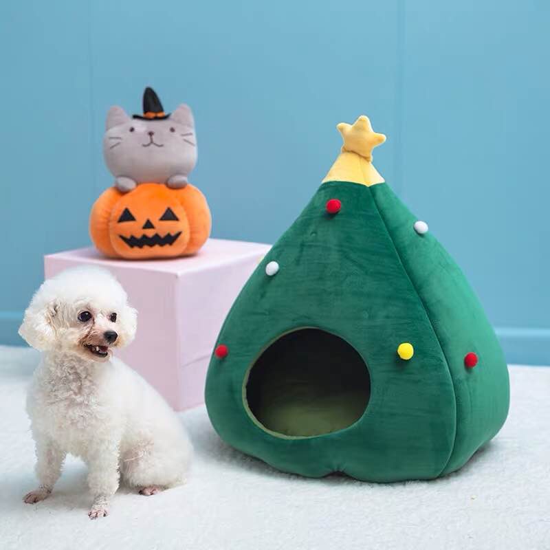 Christmas-Tree-Cat-Litter-Kennel-Winter-Warm-Pet-Nest-Winter-Cat-House-Pet-Supplies-Pet-Bed-1590167-2