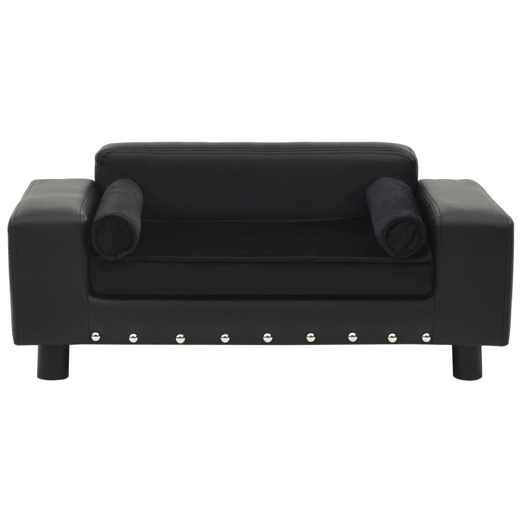 Dog-Sofa-Black-319quotx169quotx122quot-Plush-and-Faux-Leather-1967257-4
