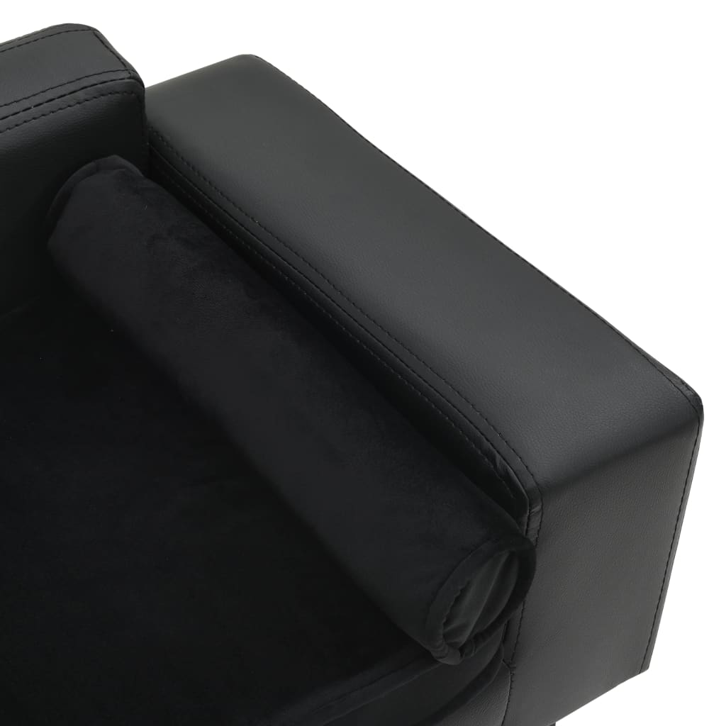 Dog-Sofa-Black-319quotx169quotx122quot-Plush-and-Faux-Leather-1967257-8