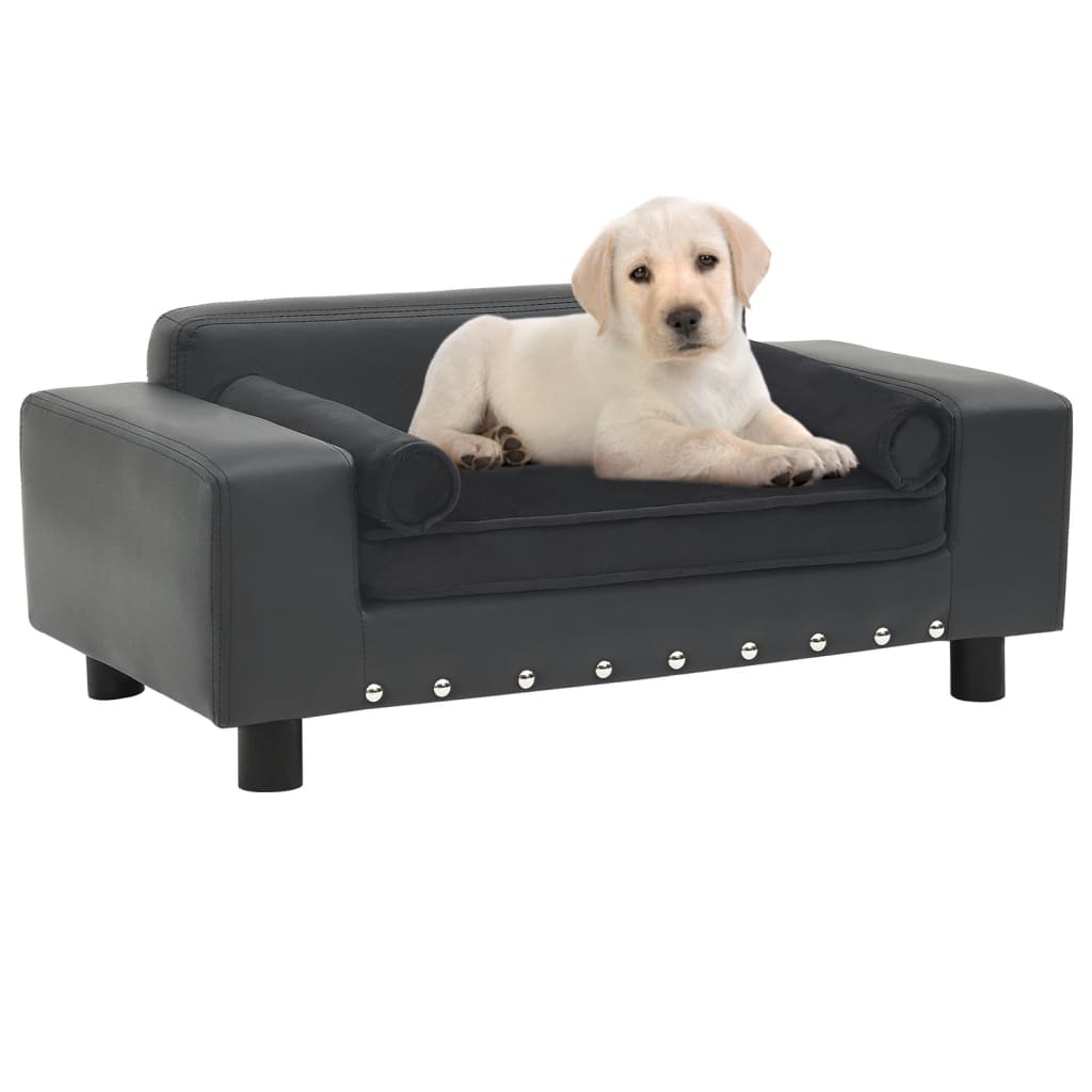 Dog-Sofa-Dark-Gray-319quotx169quotx122quot-Plush-and-Faux-Leather-1967185-1