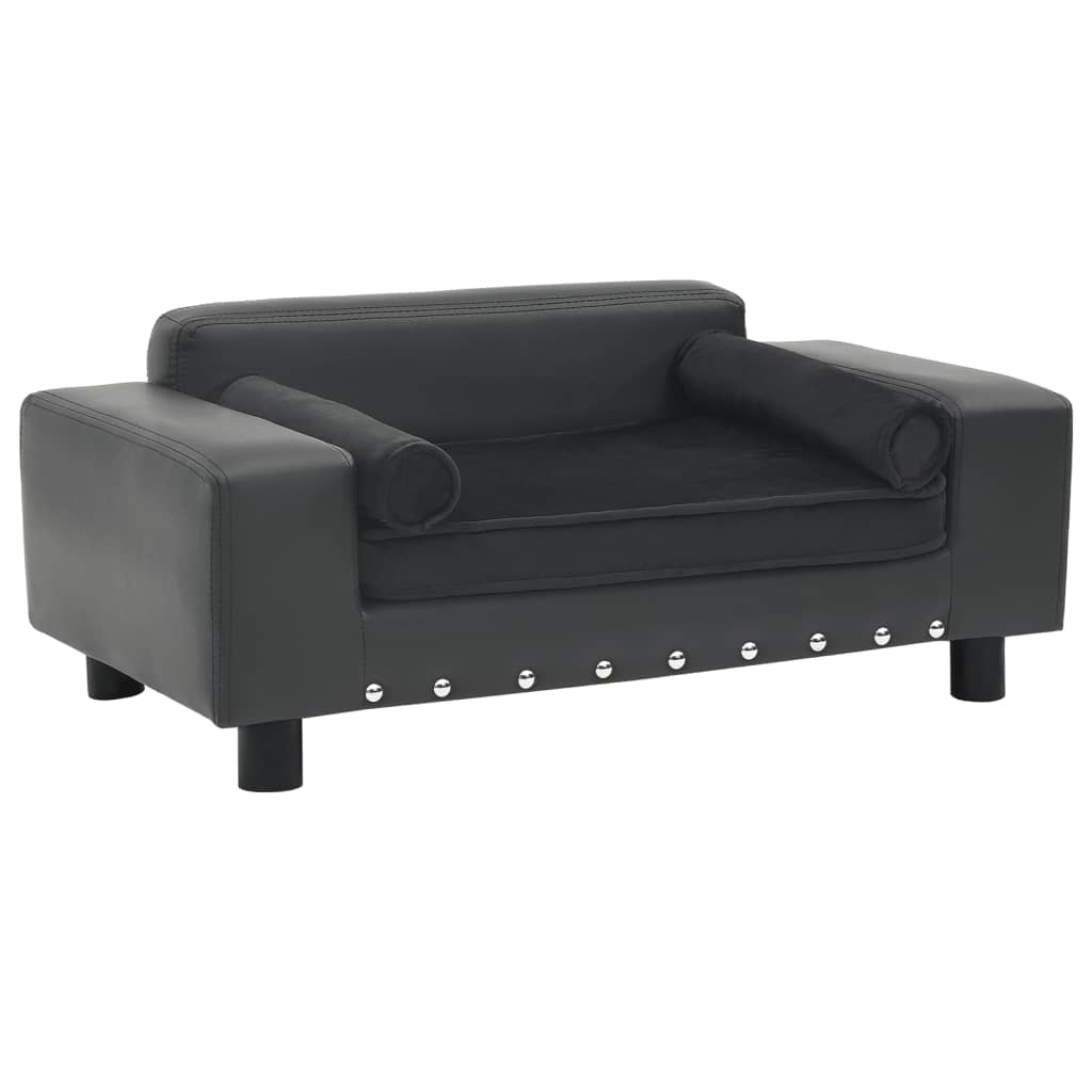 Dog-Sofa-Dark-Gray-319quotx169quotx122quot-Plush-and-Faux-Leather-1967185-3