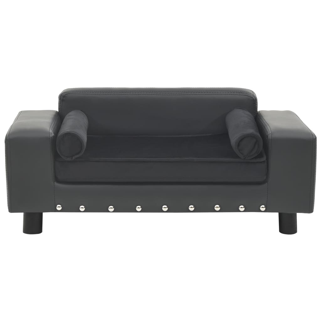 Dog-Sofa-Dark-Gray-319quotx169quotx122quot-Plush-and-Faux-Leather-1967185-9