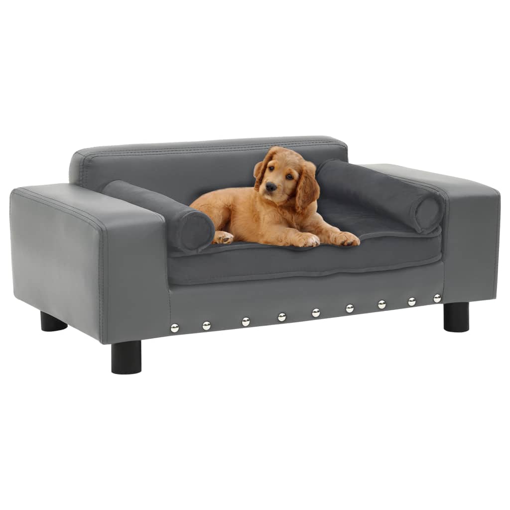 Dog-Sofa-Gray-319quotx169quotx122quot-Plush-and-Faux-Leather-1969697-1