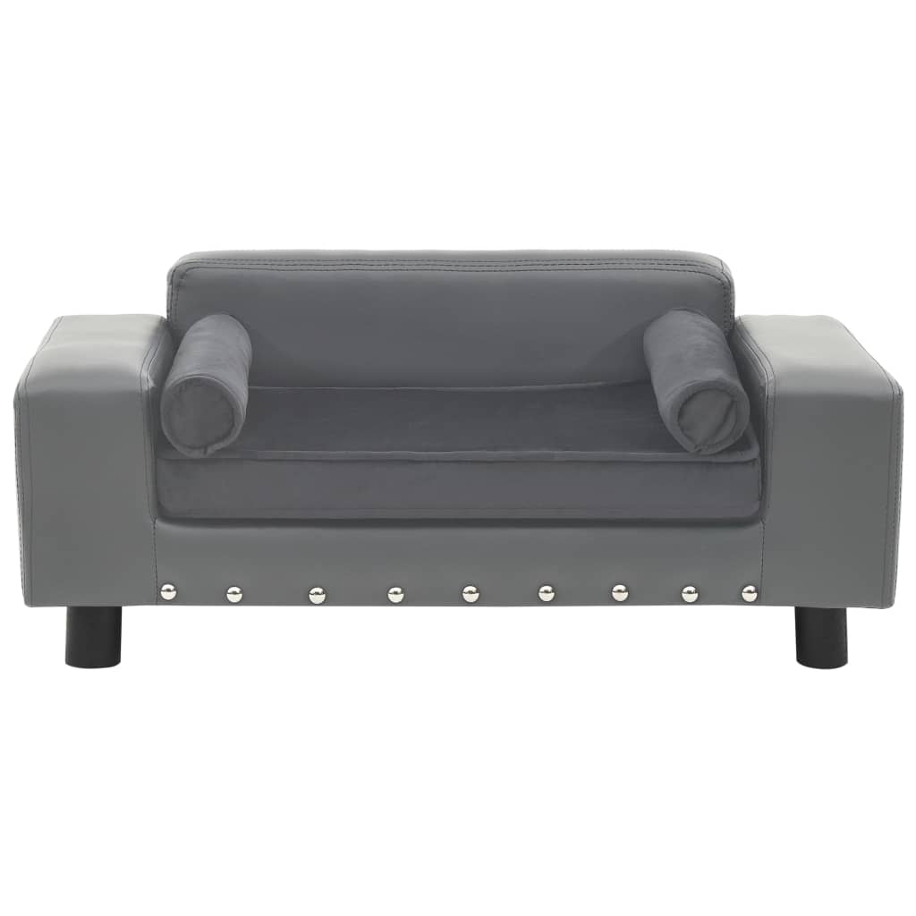 Dog-Sofa-Gray-319quotx169quotx122quot-Plush-and-Faux-Leather-1969697-5