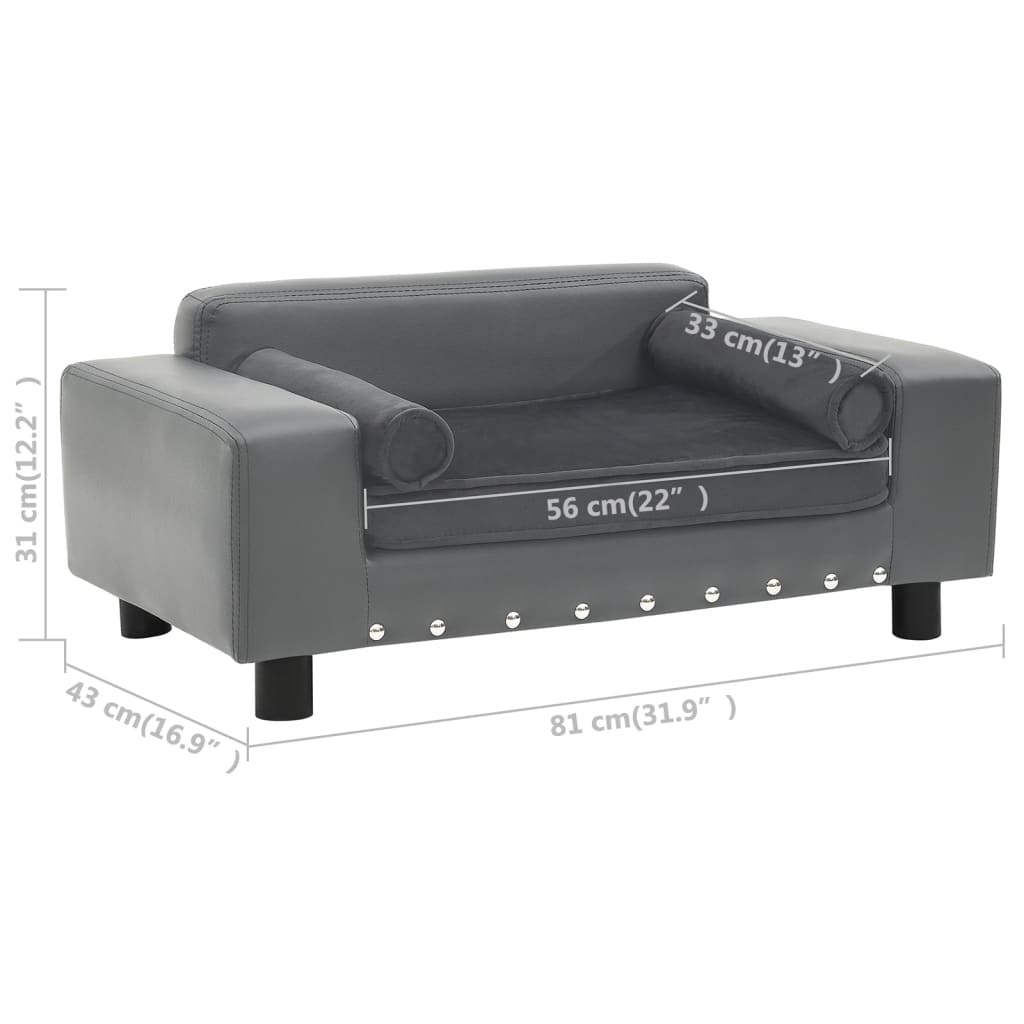 Dog-Sofa-Gray-319quotx169quotx122quot-Plush-and-Faux-Leather-1969697-7