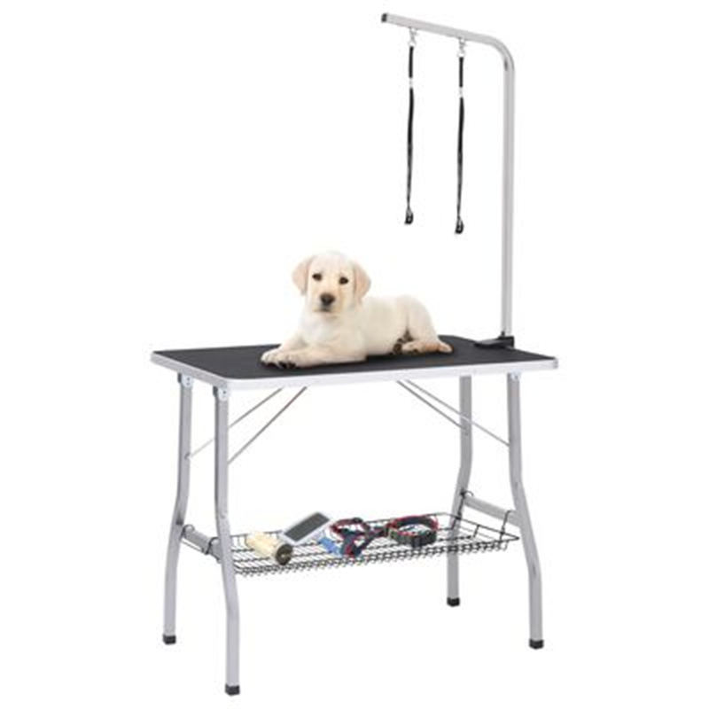 EU-Direct-vidaXL-171068-Adjustable-Dog-Grooming-Table-with-2-Loops-and-Basket-for-Pet-Supplies-Puppy-1947511-1