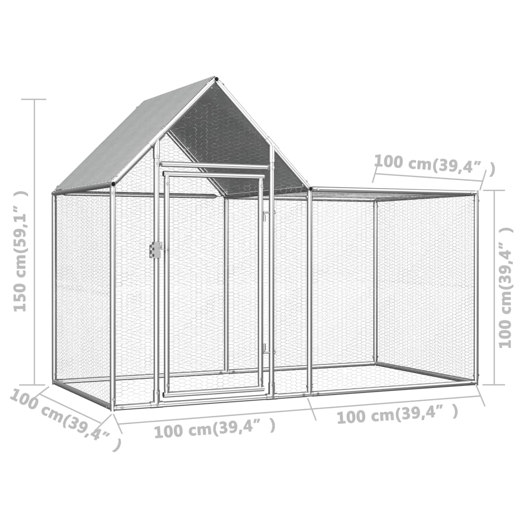 EU-Direct-vidaxl-144553-Outdoor-Chicken-Coop-2x1x15-m-Galvanised-Steel-House-Cage-Foldable-Puppy-Cat-1948944-6