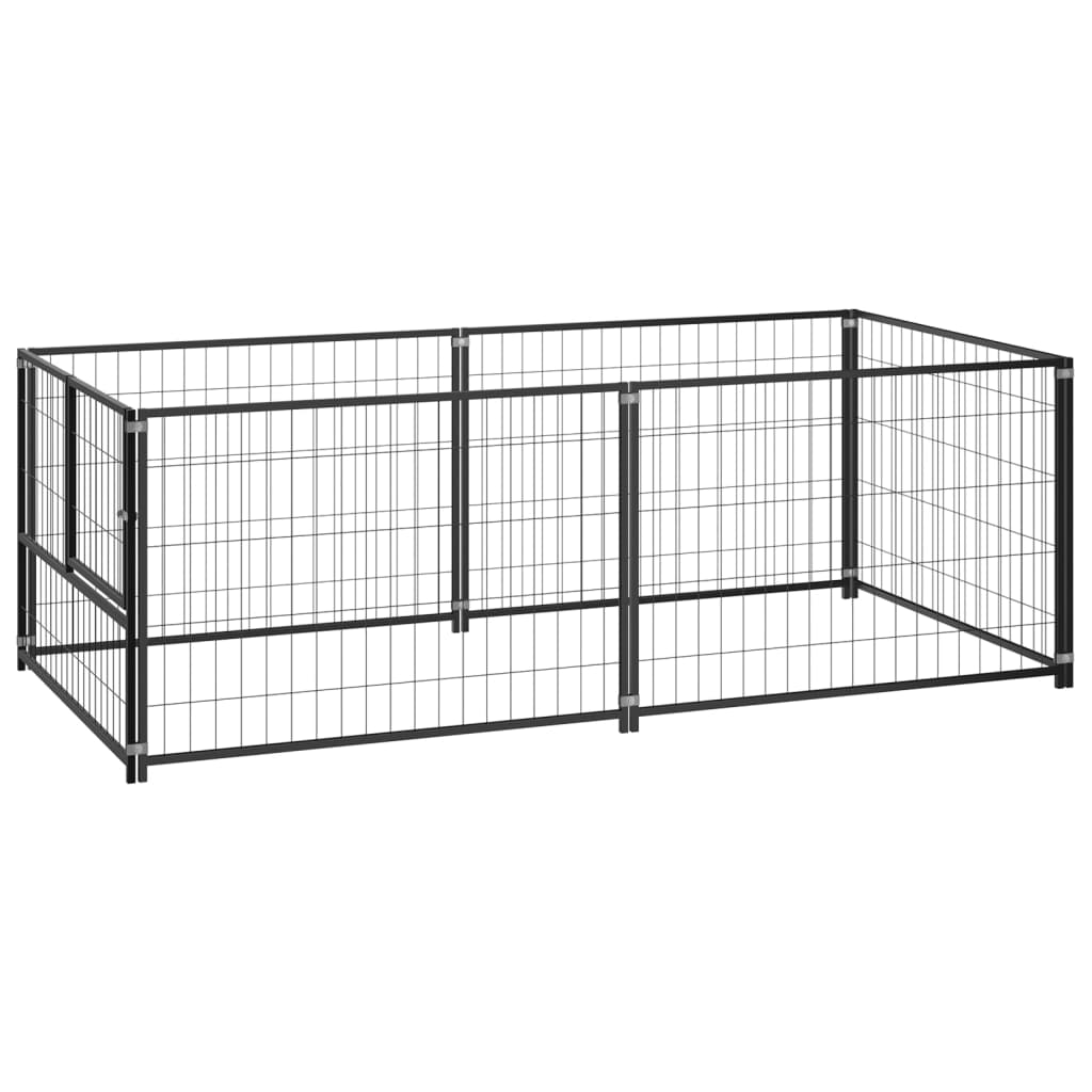 EU-Direct-vidaxl-150790-Outdoor-Dog-Kennel-Black-200x100x70-cm-Steel-House-Cage-Foldable-Puppy-Cats--1948515-1